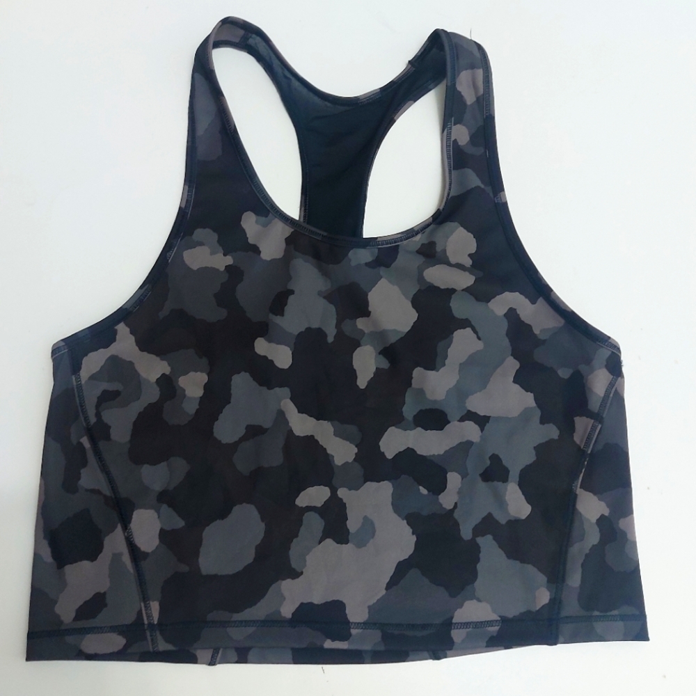 Athleta Black and Gray Camo Sports Bra Sz M